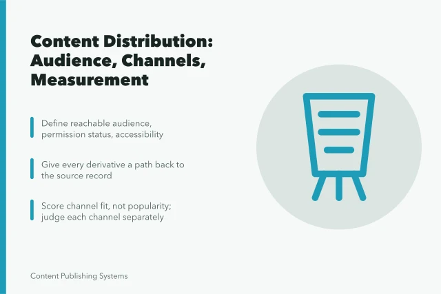 Content distribution guide covering audience, channel fit, and measurement. Guide to Content Distribution From Source Asset to Audience Response