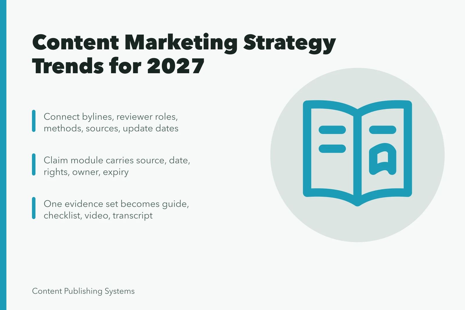 Card listing content marketing strategy trends: expertise, evidence records, accessible formats. Evidence, Formats and AI: Where Content Marketing Strategy Is Heading