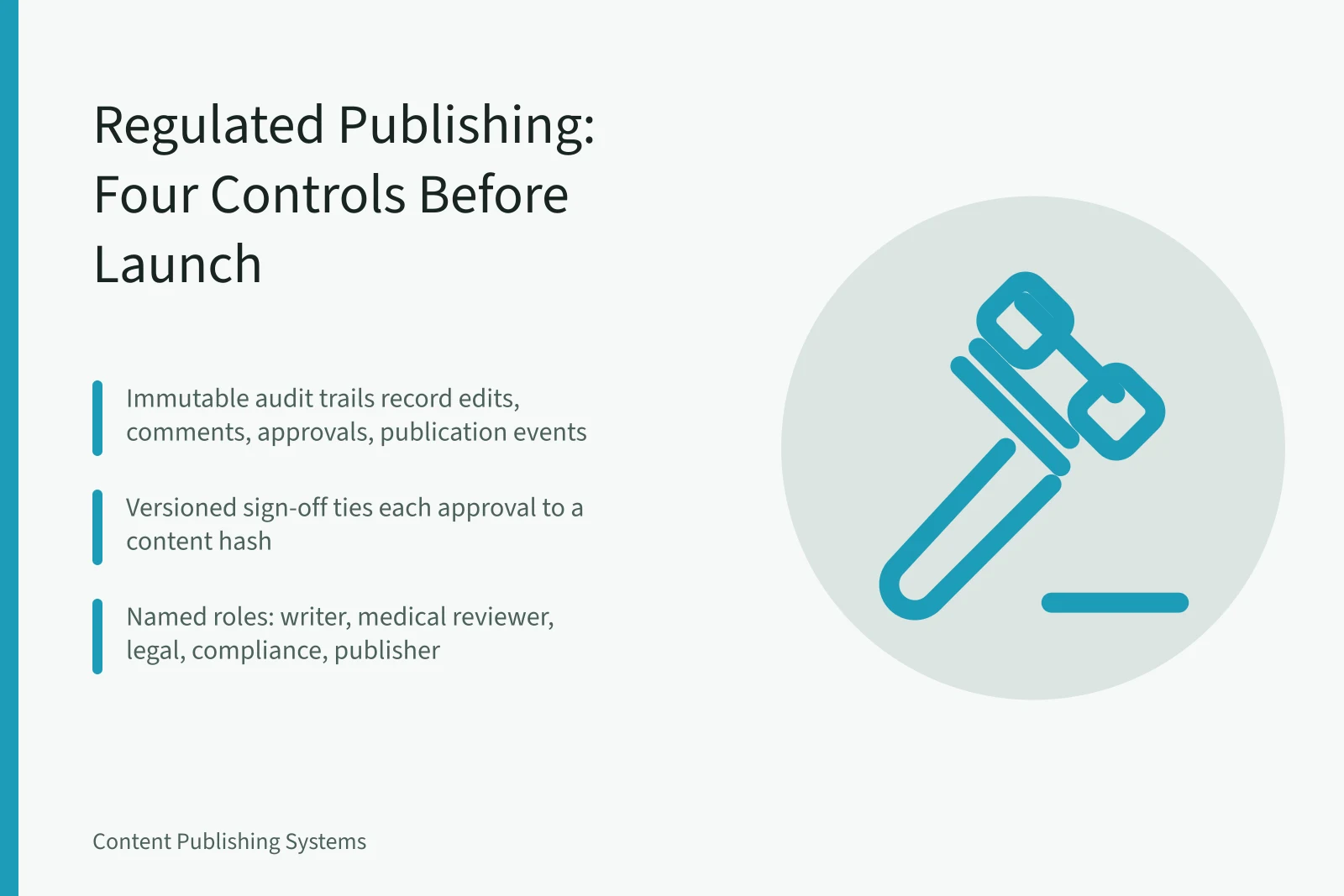 Card listing audit trails, approval gates, versioned sign-off, retention rules for regulated publishing. Content Publishing Systems for Regulated Industries: What Changes