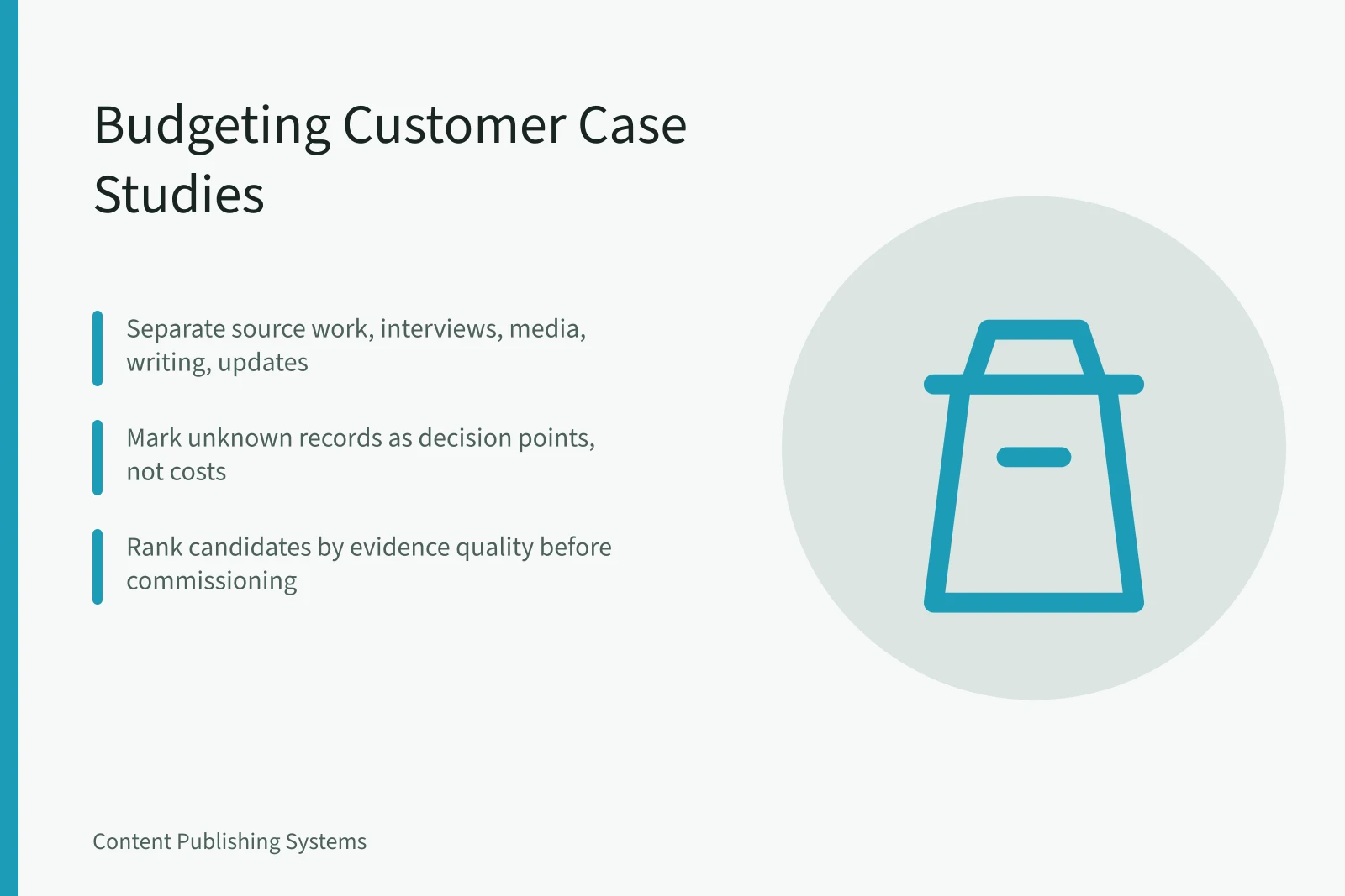Card outlining budget lines for customer case study content marketing. How to Budget a Customer Case Study for Content Marketing