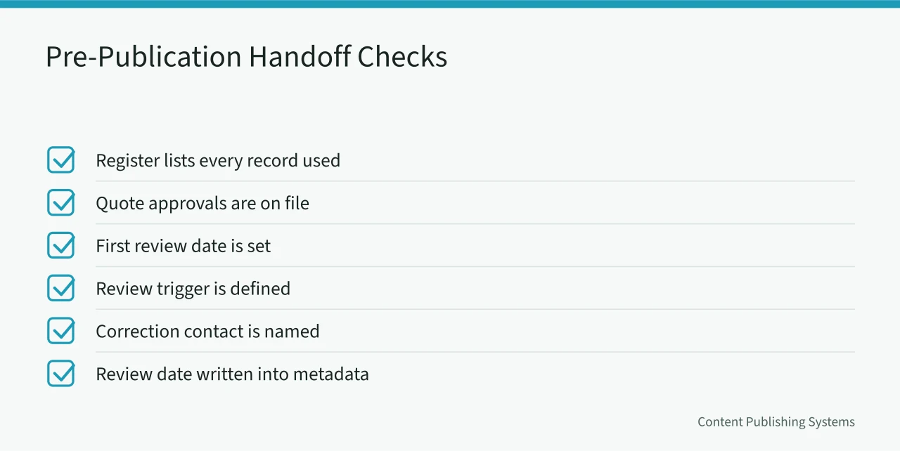 Checklist of six handoff items before a case study publishes (How to Budget a Customer Case Study for Content Marketing)